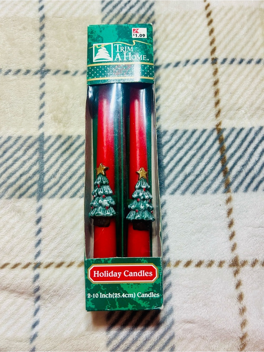 Trim A Home Red Holiday Candles with Christmas Tree Accent